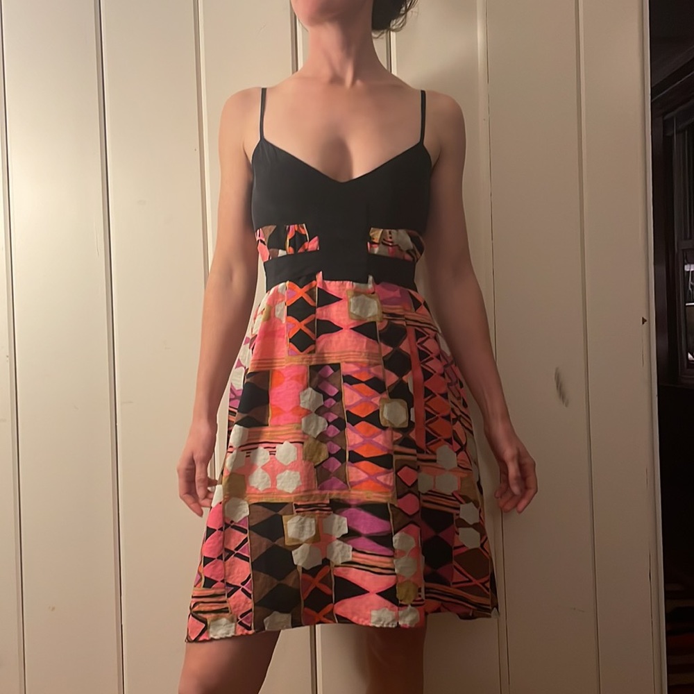 Fun silk and linen Christopher Deane dress, size 2